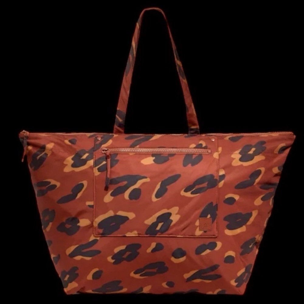 Madewell The (Re)sourced Tote Bag in Painted Leopard Brown Black Nylon Large